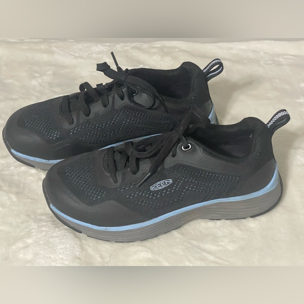Womens KEEN Utility 7M Airy Blue/Black Sparta II Low Alloy Toe Work Shoe